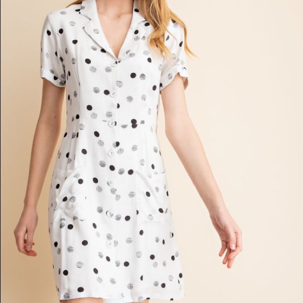 Polka Dot botched collar dress